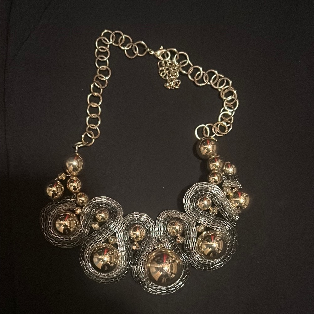 Elegant Gold and Silver Statement Necklace